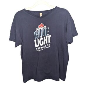 Anvil woman's labatt blue light imported beer Vneck shirt Womans Large